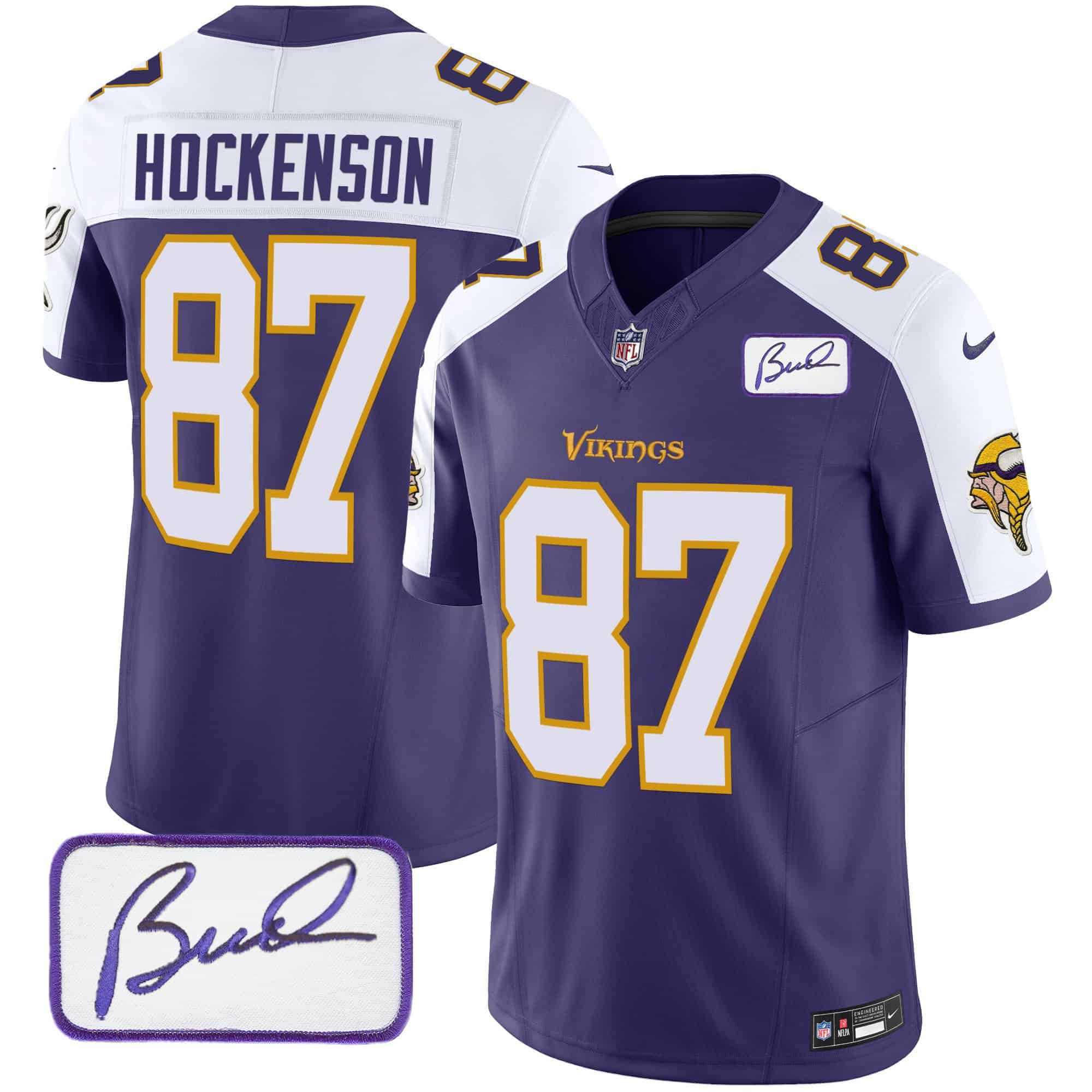 Men Minnesota Vikings #87 Hockenson Purple 2024 Nike Bud Grant Patch Classic Limited NFL Jersey style 4